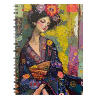 Zalige vrouw in Kimono Notitieboek