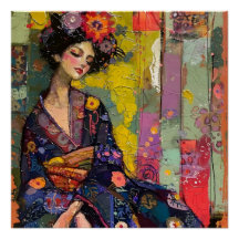 Zalige vrouw in Kimono