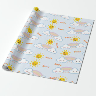 Zalige zonneschijn & regenboog Happy Clouds, zon Cadeaupapier