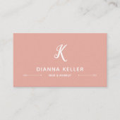 Zalm & Blush Monogram Sociale Media Visitekaartje (Voorkant)