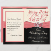 Zalm-, Cream- en Black Floral Wedding Programme (Voorkant / Achterkant)