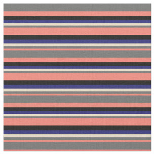 Zalm, Dim Grey, Tan, Midnight Blue & Black Stof