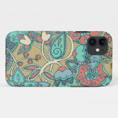Zalm en Blauwe Floral Case-Mate iPhone Case (Achterkant (horizontaal))