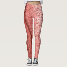 Zalm en Brick Red Embroidery Patterned Leggings