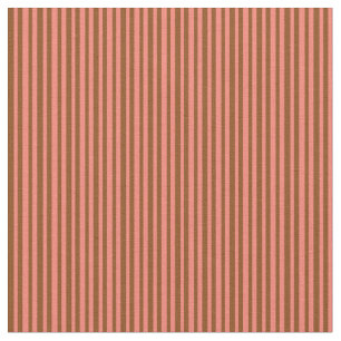 Zalm en bruine gekleurde linnen/stripes patroon stof