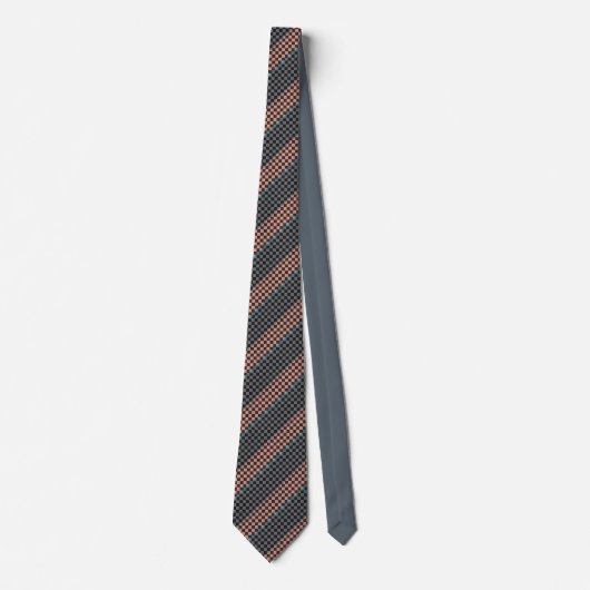 Zalm en Grijze Diagonaal Mini Argyle Diamond Tile Stropdas (Voorkant)