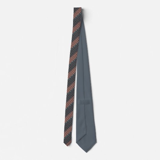 Zalm en Grijze Diagonaal Mini Argyle Diamond Tile Stropdas (Achterkant)