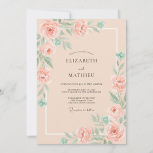 Zalm Ettherische Botanische Bruiloft Kaart