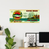 Zalm exporteren kan label poster (Thuiskantoor)