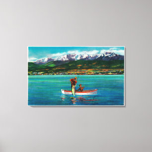 Zalm Gevist in Port Angeles Harbour Canvas Afdruk