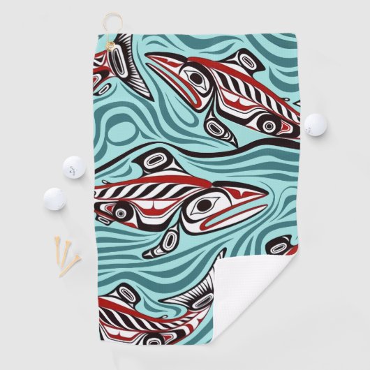 Zalm Haida Art Spirit Pacific Northwest Native Golfhanddoek (Insitu)