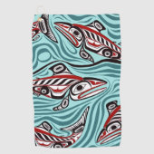 Zalm Haida Art Spirit Pacific Northwest Native Golfhanddoek (Voorkant)