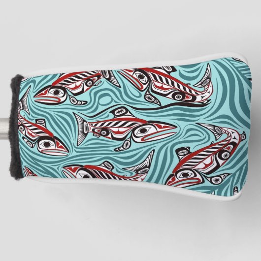 Zalm Haida Art Spirit Pacific Northwest Native Golfheadcover (Voorkant)