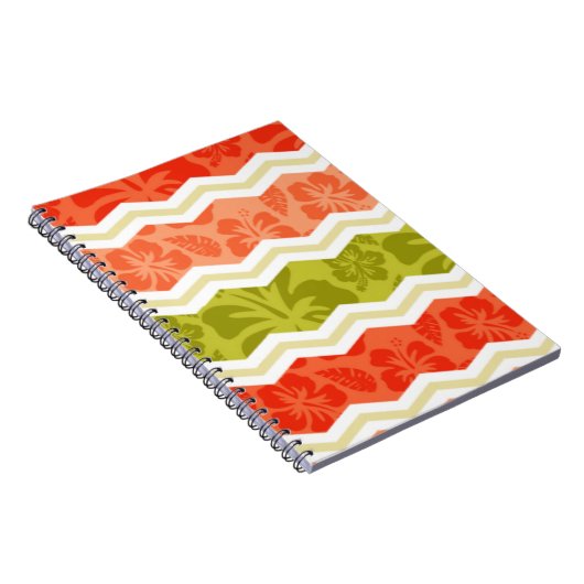 Zalm, koraal, Sinaasappel en groen tropisch patroo Notitieboek (Rechterzijde)