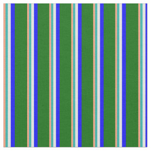 Zalm, Licht Zee Groen, Cyaan, Blauw en Donkergroen Stof