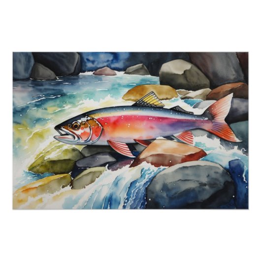 *~* Zalm Mannen Gift AP49 River Stream Perfect Poster (Voorkant)