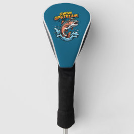 Zalm Motiverend Zwemmen Tegen de Stroom in Golfheadcover