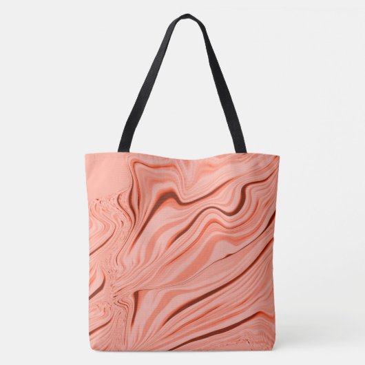 Zalm, perziken, helder koraal en roze mix curves draagtas (Achterkant)