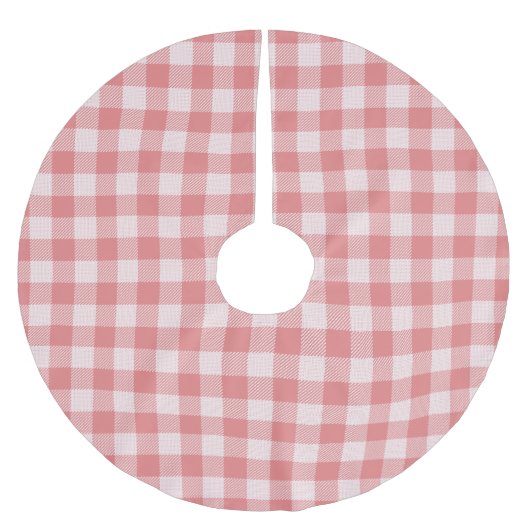 Zalm Pink Gingham Plaid Kerstboom Rok (Voorkant)