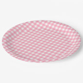 Zalm Pink Gingham Plaid Papieren Bordje (Gekanteld)