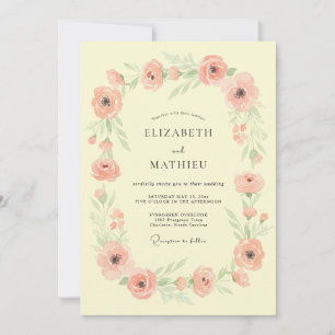 Zalm Romantische Aquarel Lente Bruiloft Kaart