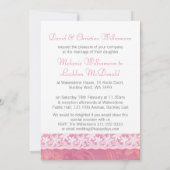 Zalm roze wit kant formele bruiloft uitnodiging (Achterkant)