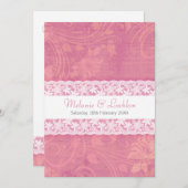 Zalm roze wit kant formele bruiloft uitnodiging (Voorkant / Achterkant)