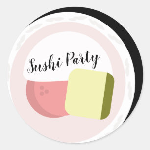 Zalm Sushi Rol Tiener Verjaardag Restaurant Ronde Sticker
