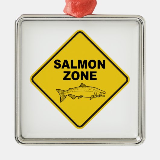 Zalm Vissen Zone Metalen Ornament (Voorkant)