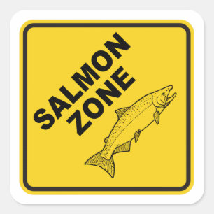 Zalm Vissen Zone Vierkante Sticker