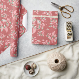 Zalm Whimsical Leaves Huwelijk Inpakpapier