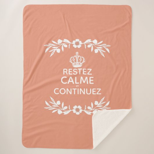 zalm witte olijftak Franse zin "Keep Calm" Sherpa Deken (Voorkant)
