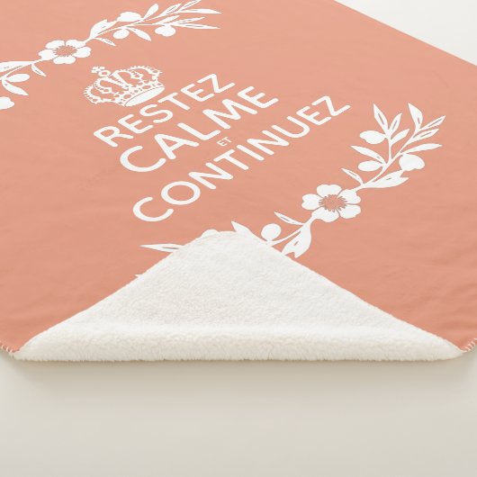 zalm witte olijftak Franse zin "Keep Calm" Sherpa Deken (3/4)