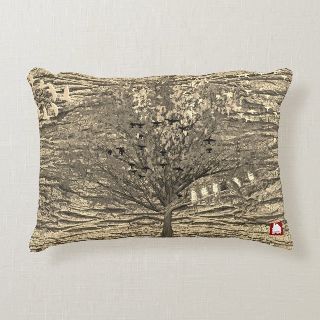ZALMAXI HOME beige arbre abstrait Accent Coussin (Devant)