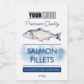 Zalmfilets Fish Productlabel met Logo Voedselcontainer Etiket (Enkel label)