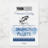 Zalmfilets Fish Productlabel met Logo Voedselcontainer Etiket (Enkel label)