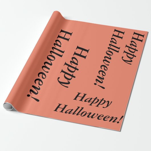 zalmkleurige Happy Halloween cursief script simp Cadeaupapier (Uitgerold)