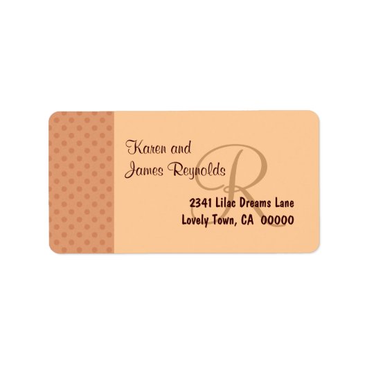 Zalmpolka dotpatroon Monogram of Initiaal Etiket (Voorkant)