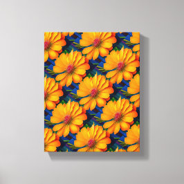 Zalmroze bloemenpatroon canvas afdruk