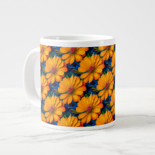 Zalmroze bloemenpatroon extra grote beker