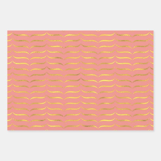 Zalmroze en goud inpakpapier vel (Voorkant 2)