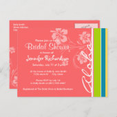 Zalmroze en seafoam Groen gestreept: Aloha Uitnodiging Briefkaart (Voorkant / Achterkant)