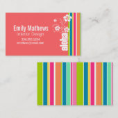 Zalmroze en seafoam Groen gestreept: Aloha Visitekaartje (Voorkant / Achterkant)