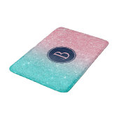 Zalmroze en Turquoise Faux Glitter Badmat (Gekanteld)