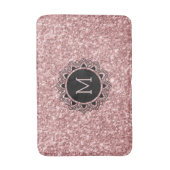 Zalmroze glitter,  Cirkel, Monogram Badmat (Voorkant Verticaal)