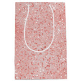 Zalmroze Glitter Leopard Print Medium Cadeauzakje (Voorkant)