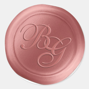 Zalmroze kalligrafie Monogram Wax Seal Stickers