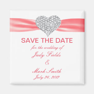 Zalmroze lint diamanten save the date magneet