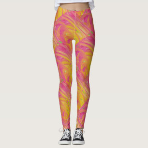 Zalmroze met zonneschijn oranje kunstontwerp leggings