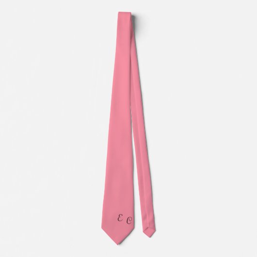 zalmroze monogrammen stropdas (Voorkant)